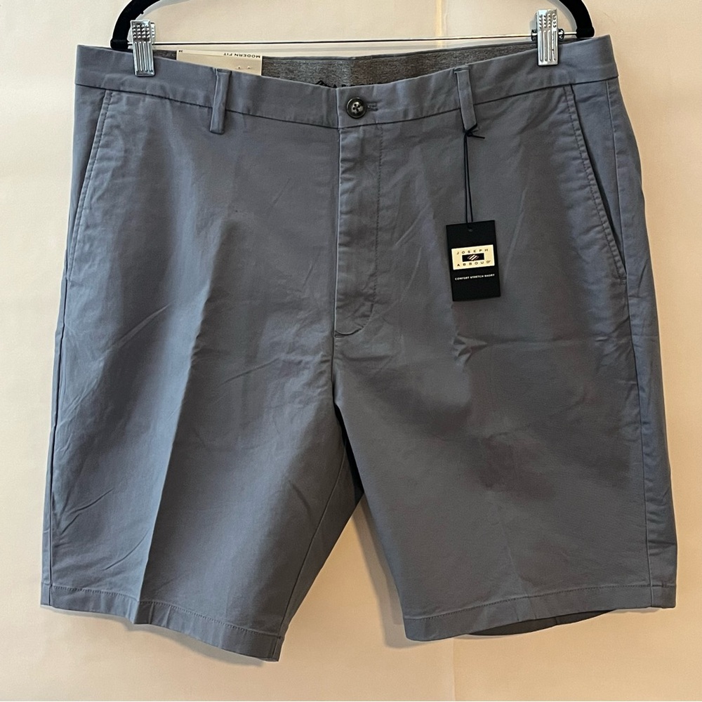 Men's Joseph Abboud Gray Flat Front Chino Shorts Modern Fit  Size  38 New w/Tags